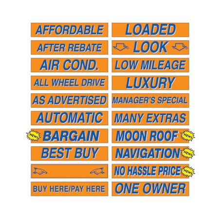 Ez Line 15" Fluorescent Blue And Orange Adhesive Windshield Slogans Pk 264